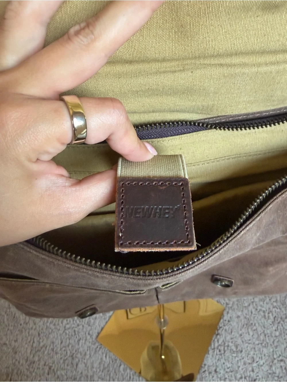 Newhey Waxed Canvas Leather Laptop Messenger Bag Brown Briefcase Travel Work